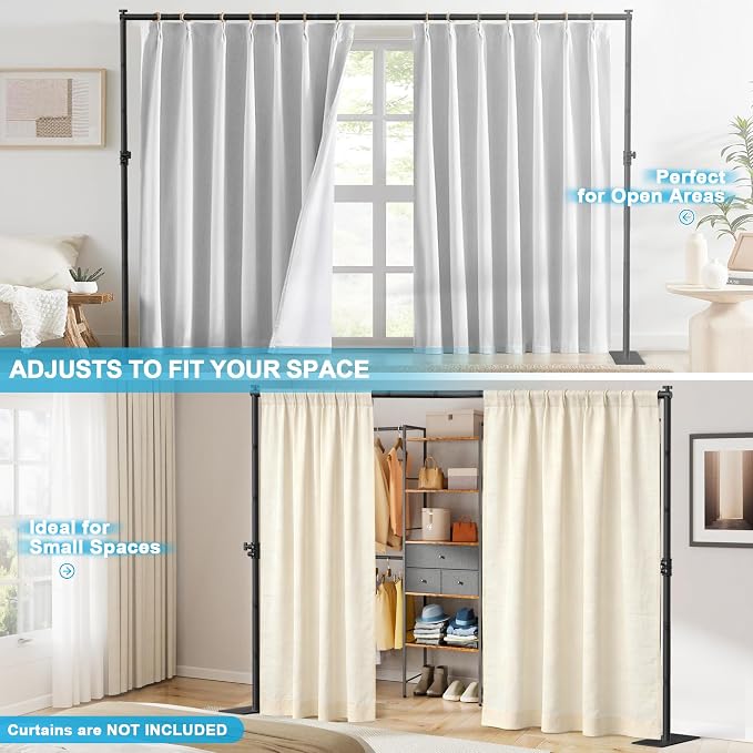 AKTOP Room Divider Curtain Rod, No Drill Freestanding Room Separator, Privacy - Image 5