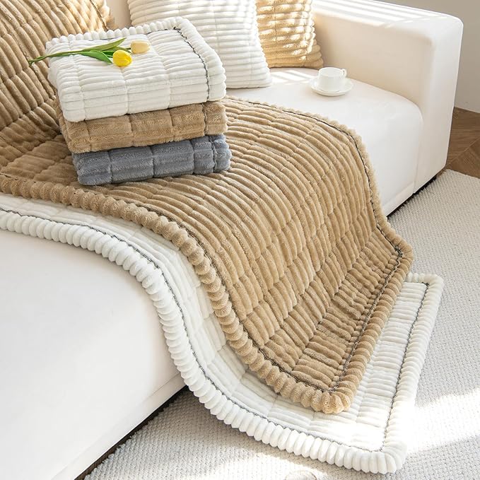 Non Slip Fuzzy Pet Couch Covers for Sofa, Washable Couch Cushion Covers for Large Dogs