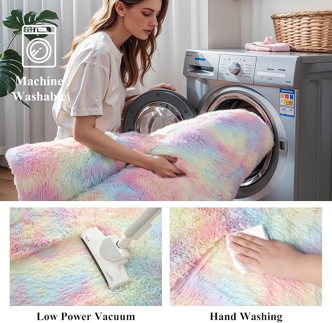 6x9 Rainbow Unicorn Rug for Kids Bedroom, Soft Plush Shag Carpet | Pastel - Image 5