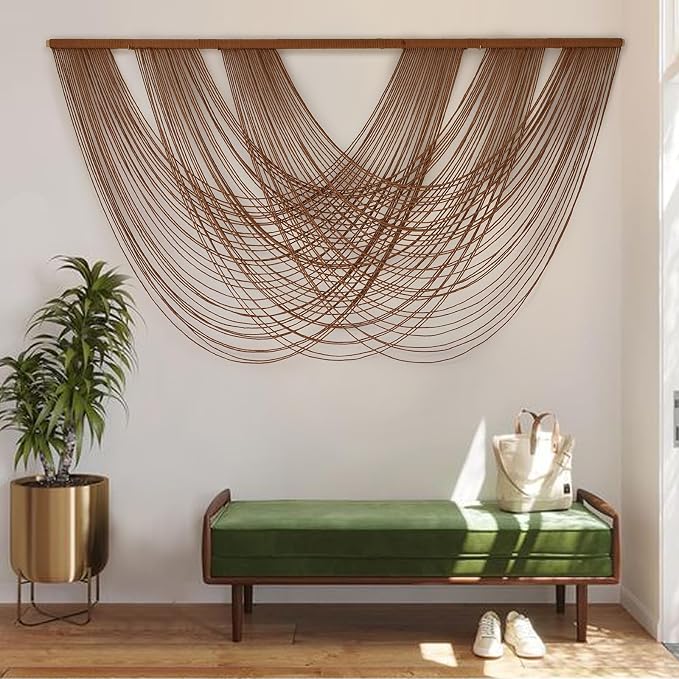 Large Macrame Wall Hanging Brown Die-Dyed 59.00" W x 31.00" L Boho Wall Decor - Image 4