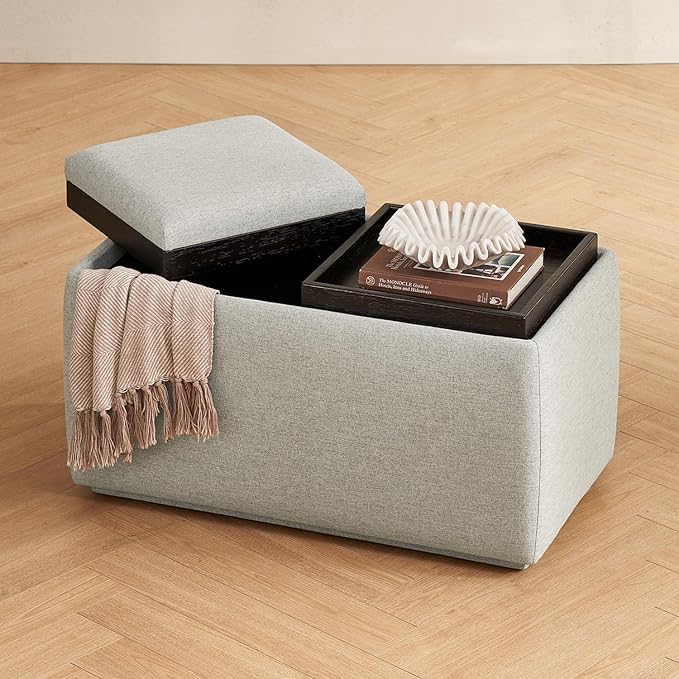 mopio Levi Storage Bench with Reversible Tray, Modern Storage Coffee Table by MopioInc
