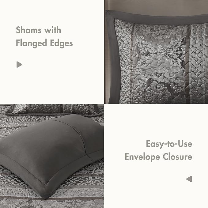 Madison Park Queen Quilt Bedding Set, Traditional Jacquard Damask, Lightweight - Image 5