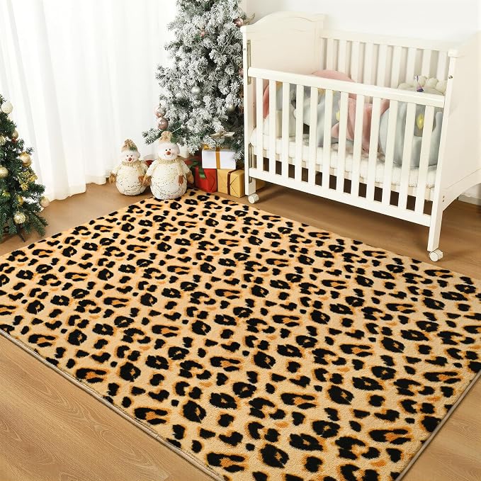 Soft Leopard Rugs for Bedroom Living Room, 3x5 Cheetah Print Rug | Fluffy - Image 7