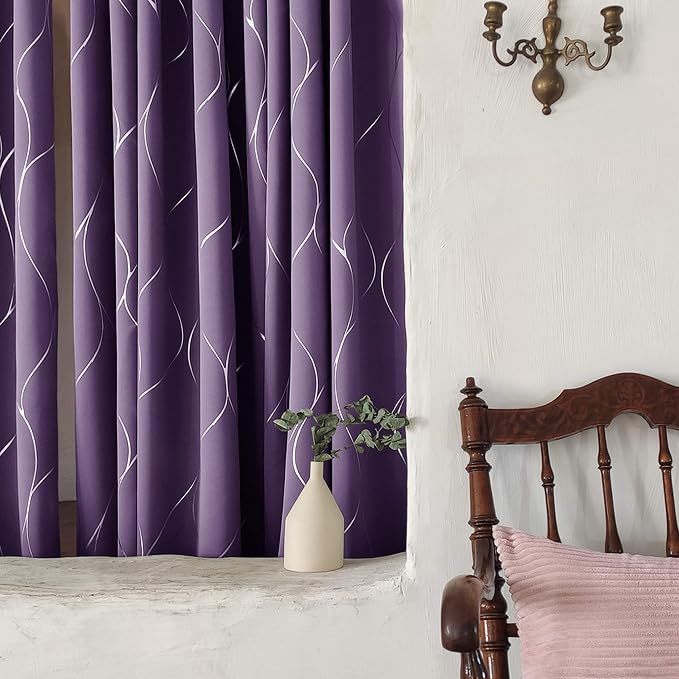 Deconovo Curtains for Living Room, Pattern Blackout Curtains 84 Inches Long | - Image 3