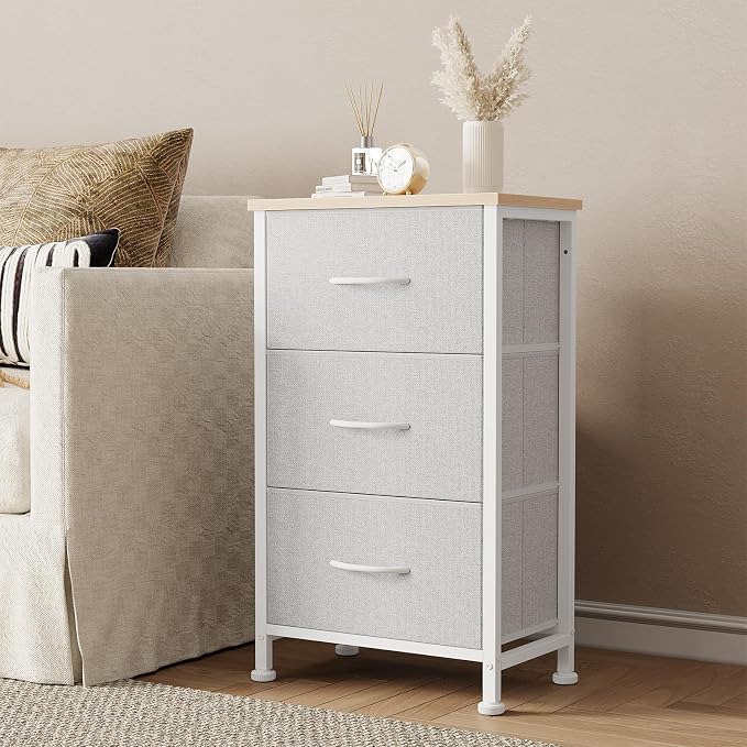 DUMOS 3 Drawer Nightstand for Bedroom, Small Night Stand Chest of Drawers | - Image 8