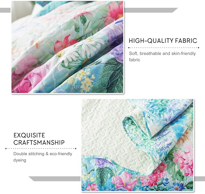 Floral Quilt King Quilt Bedding Set, Ultra Soft & Fade Resistant King Size - Image 6