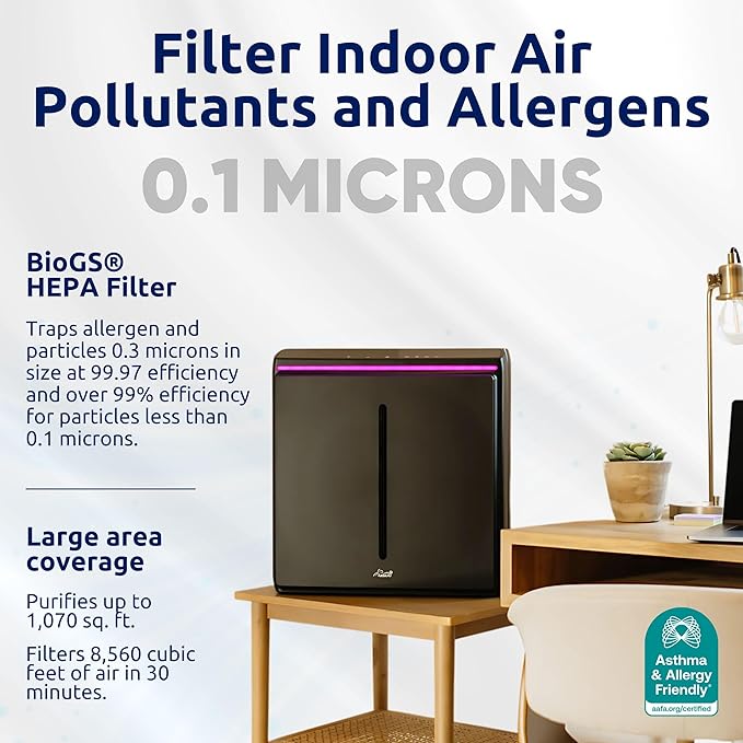 Rabbit Air, A3 SPA-1000N Air Purifiers for Home, Ultra Quiet HEPA Air Purifier - Wall Mountable Air Purifiers for Home Large Room, Allergies, Dust, Mold, Smoke & VOCs - (White, Odor Remover Filter)