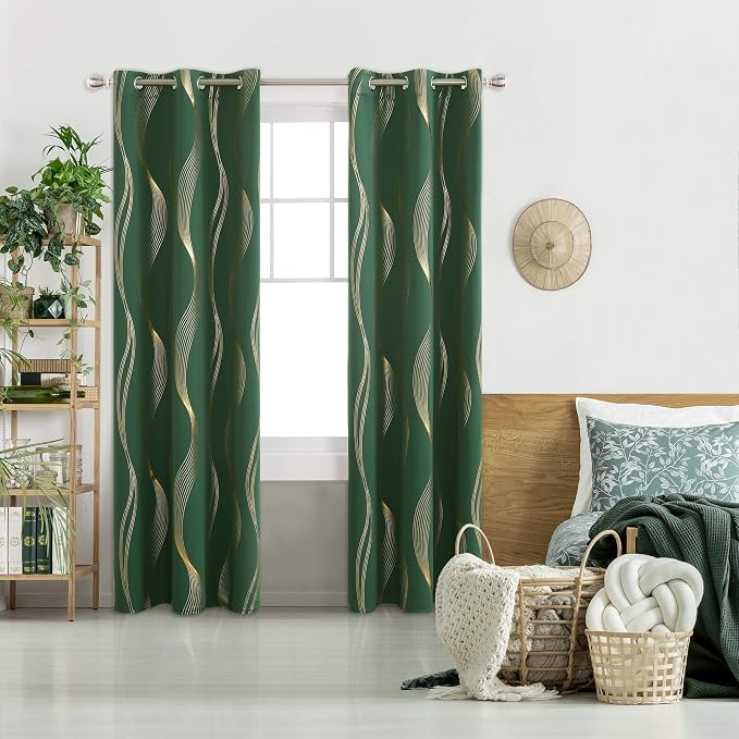 Deconovo Curtains for Living Room, Pattern Blackout Curtains 84 Inches Long | - Image 2