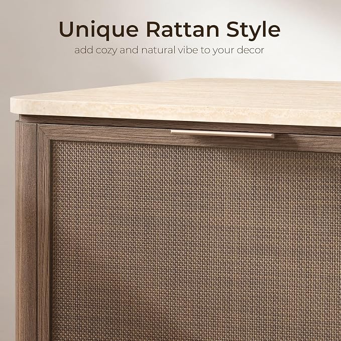 Night Stand, 23.11" W Rattan Nightstand - Image 3