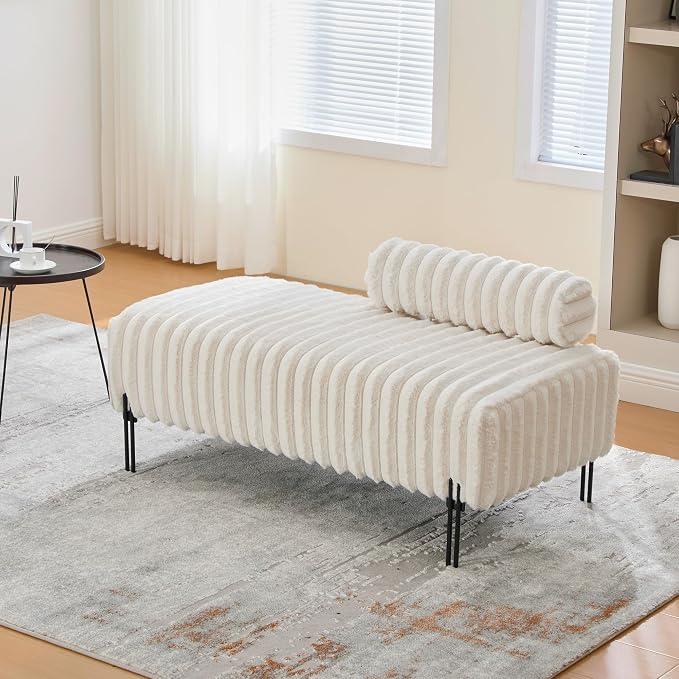 KEIKI 49.6" Upholstered Sofa End of Bed Bench Ottoman Footrest, Mini Loveseat - Image 5