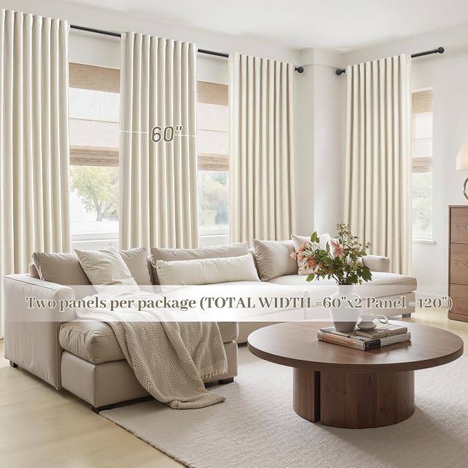 Cute Blackout Curtains 60 Inches Extra Wide Linen 102 Inch Length - Image 5