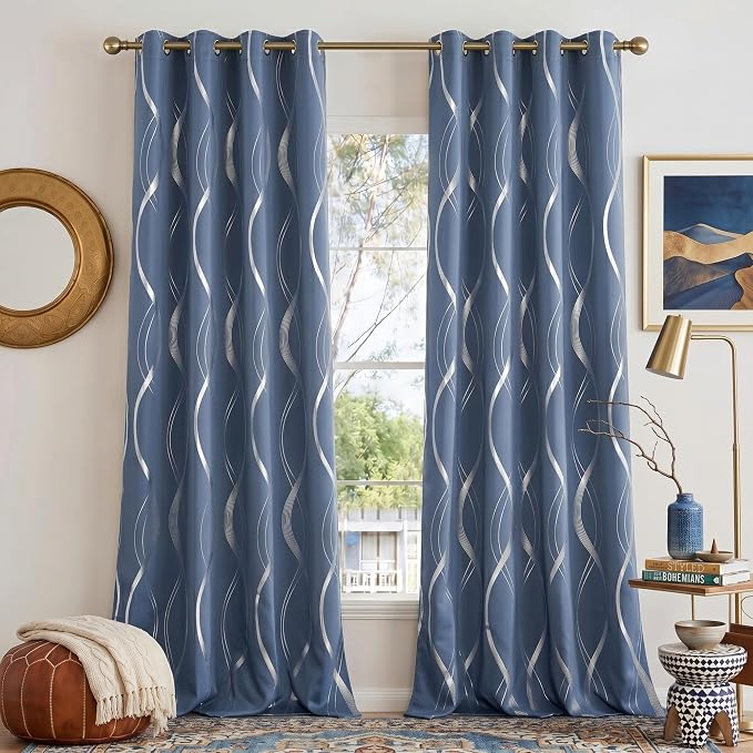 NICETOWN Stone Blue Decorative Curtains Blackout 84 inch Length | by NICETOWN