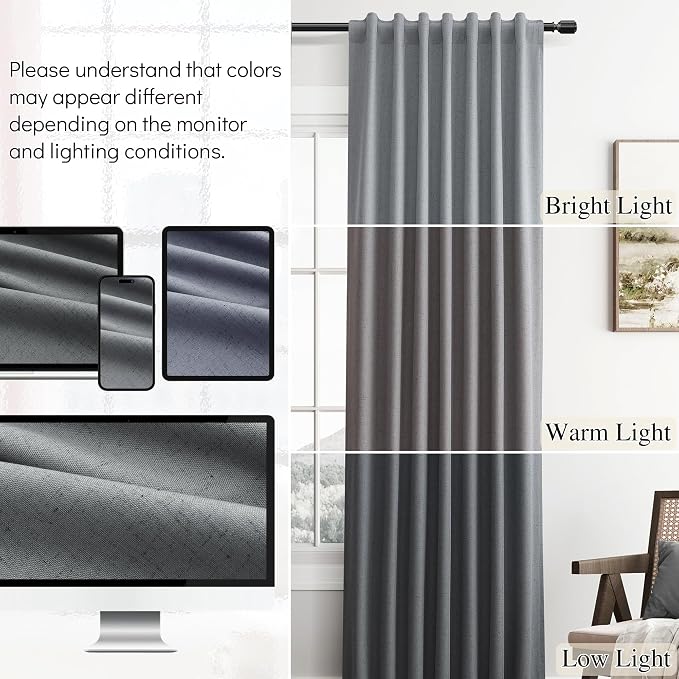 Grey Linen 100% Blackout Curtains - Image 7