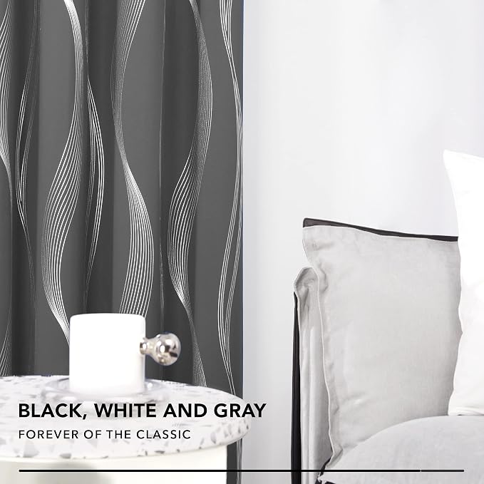 Deconovo Curtains for Living Room, Pattern Blackout Curtains 63 Inches Long | - Image 5