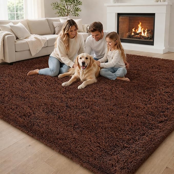 Area Rugs10x14 for Living Room, Coffee Large Shaggy Carpet Plush Furry Rug | - Image 2