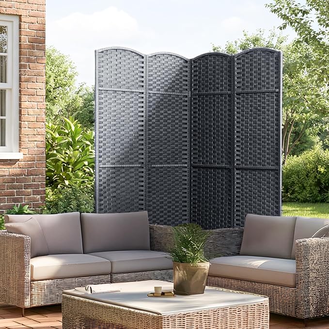 Outdoor Privacy Screen 4-Panel Folding Room Divider Space Partition | 67"H 64"W - Image 7
