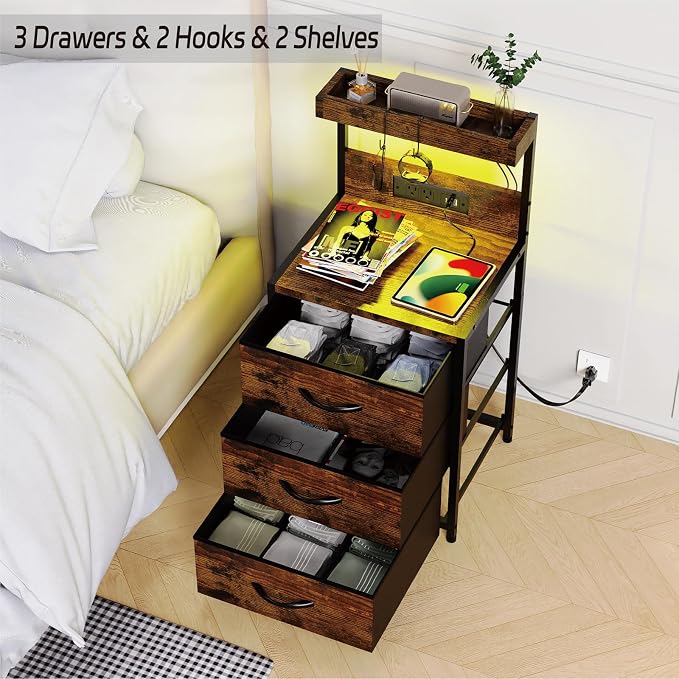 SZLHANJZ LED Night Stand, Nightstand - Image 7