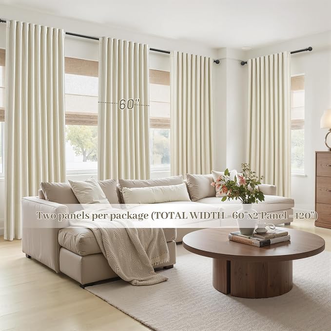 Cute Blackout Curtains 60 Inches Extra Wide Linen 96 Inch Length - Image 6