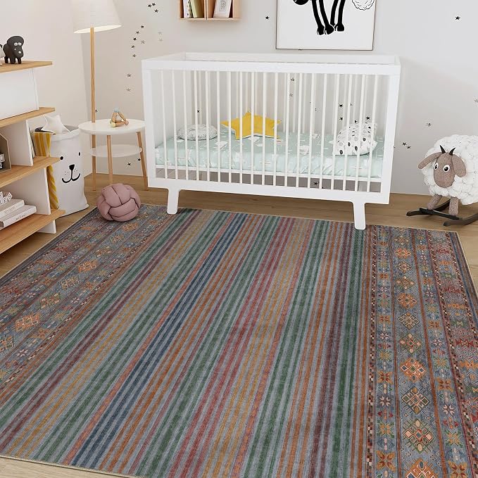 Nakagishi Boho 5x7 Area Rug Living Room Rugs Machine Washable Multi Color | Soft - Image 8