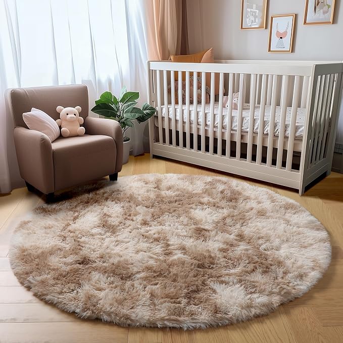 Amdrebio Beige Tan Neutral Round Rug 5Ft - Image 7