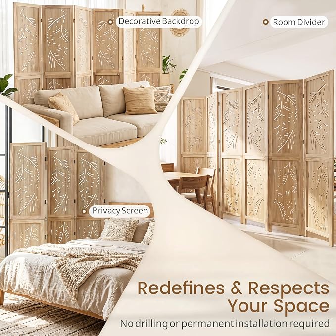 GIANTEX 6 Panel Boho Room Divider - Image 4
