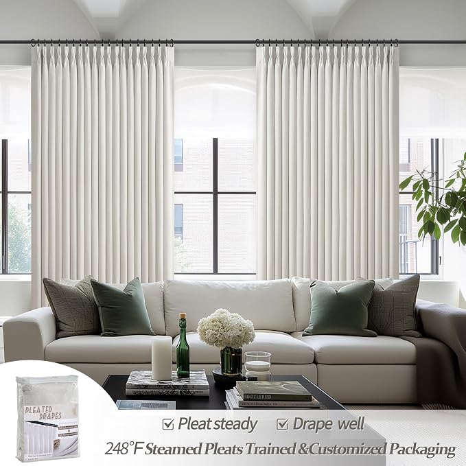 Memory Trained Pinch Pleated Blackout Bedroom Curtains 95 Inches Long 2 Panels - Image 6