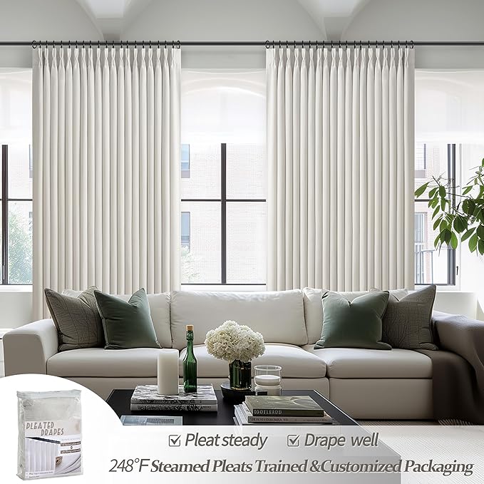 Linen Blackout Double Layer Dining Room Curtains 72 Inches Long 2 Panels Set - Image 7