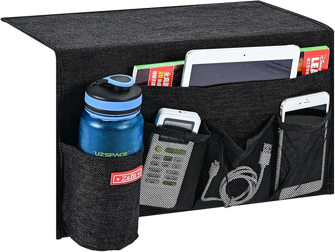Zafit Linen 5 Pockets Bedside Caddy, Bedside Storage Organizer by ZAFIT