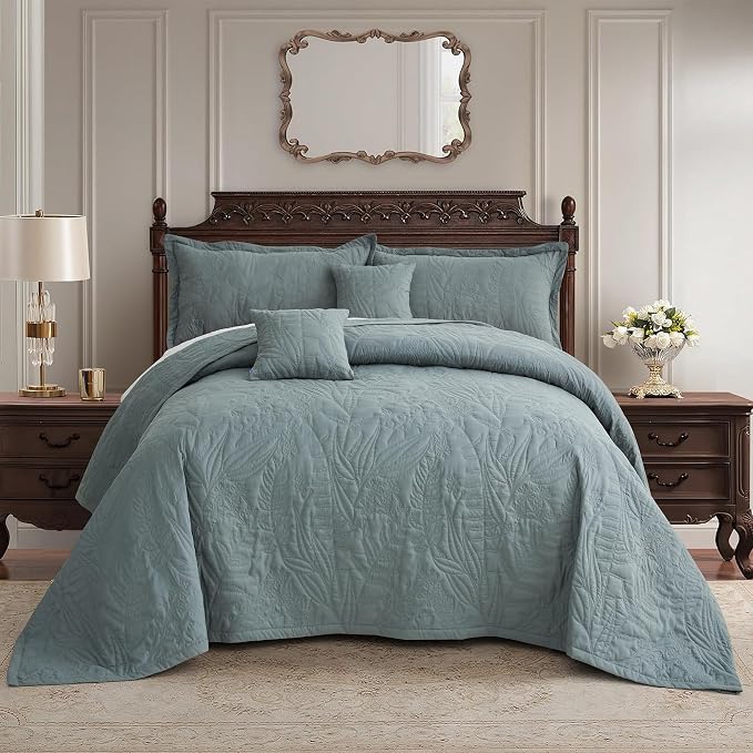 HZ & HY Oversized King Bedspreads, 5-Piece Quilt Set, Lightweight Reversible by HZHY