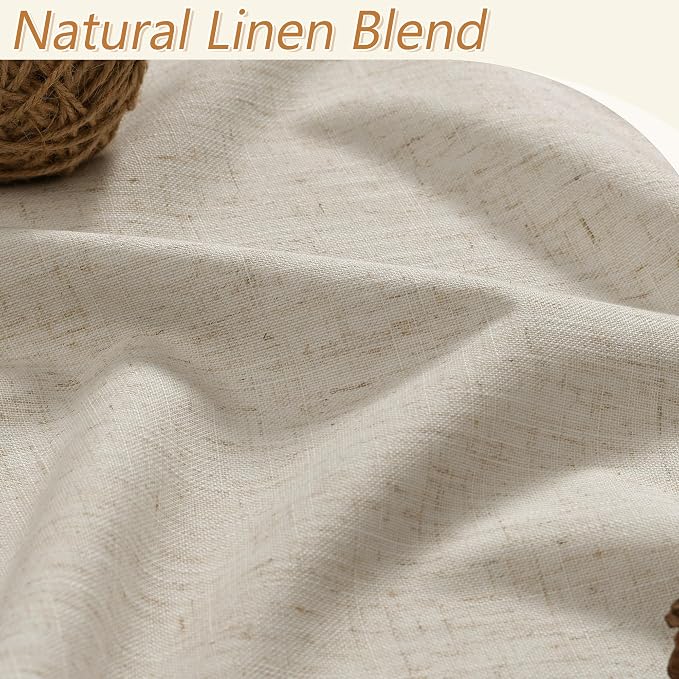 100% Blackout Linen Curtains for Bedroom 84 inches Long, Thermal Insulated Room - Image 3