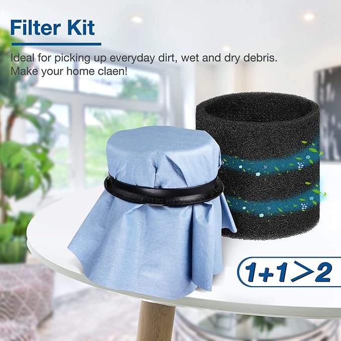 Shop-Vac 90107 Paper Disc Filter and 90585 Foam Sleeve Filter, for Most Shop-Vac Wet/Dry Vacuum Cleaners 5 Gallon and Above, Replacement Parts #9010700, 9013700,9058500, 6 Pack