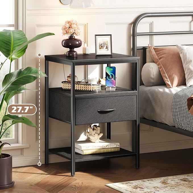 SUPERJARE Nightstand with Charging Station, USB-C Port, Bedside Table | 27.7 - Image 2