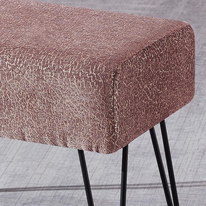 Home Soft Things Jacquard Chenille Ottoman, Babati-Light Brown, Fuzzy Entry Way - Image 6