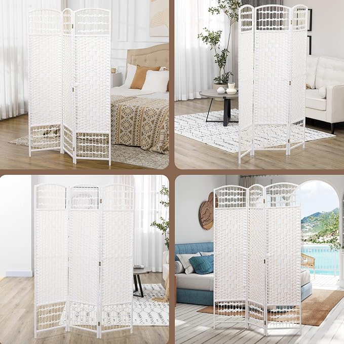 HOMCOM 3 Panel Room Divider, Folding Privacy Screen, Wave Fiber Freestanding - Image 6