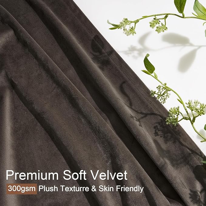Dark Taupe Velvet Curtains 84 Inches Long - Image 2