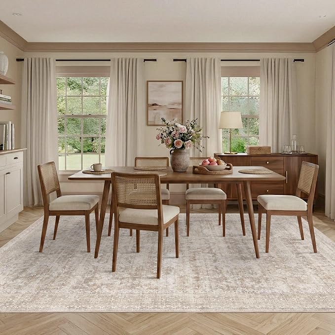 Latte&Fog Beige 8x10 Area Rugs for Living Room Netural Large Washable Rugs | - Image 5