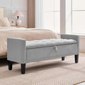 51" Storage Ottoman Bench, Velvet Large End of Bed Bench by CreekVista