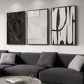 Large 3D Textured Framed Black and White Abstract Wall Art by Cuspin