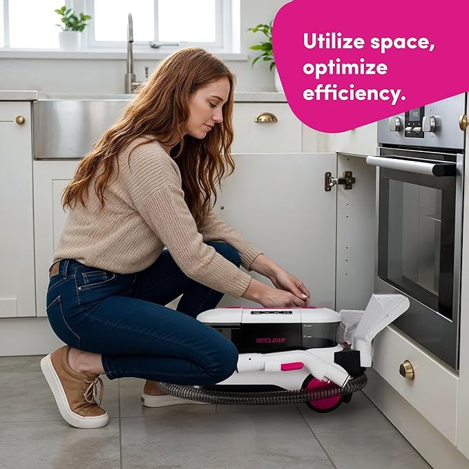 WECLEAN Carpet Cleaner Machine and Stain Remover for Deep Cleaning Upholstery for Carpets Rugs and Fabric Seats,800W 18Kpa，3L Clean Tank and 1.5L Dity Tank, Pink