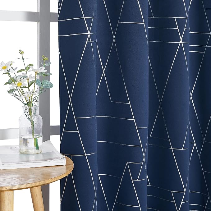 NICETOWN Blackout Curtain Panels 84 inches Long, Window Treatment Foil Printed - Image 6