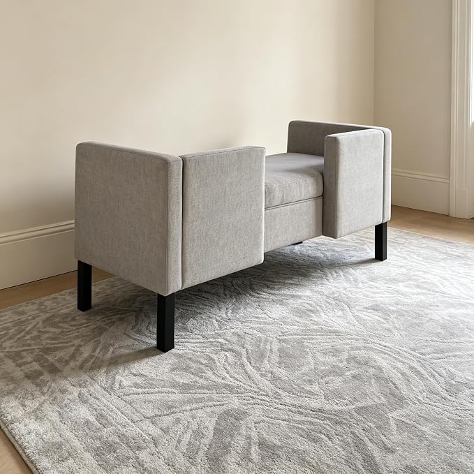 50" Ottoman with 2 Bolster Pillows & Wood Legs, Upholstered End of Bed Daybed - Image 7