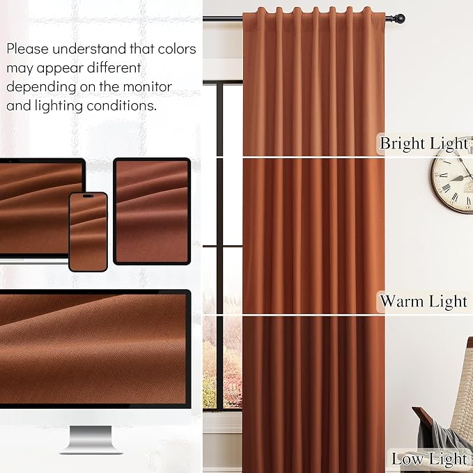 Terracotta Linen 100% Blackout Curtains - Image 7