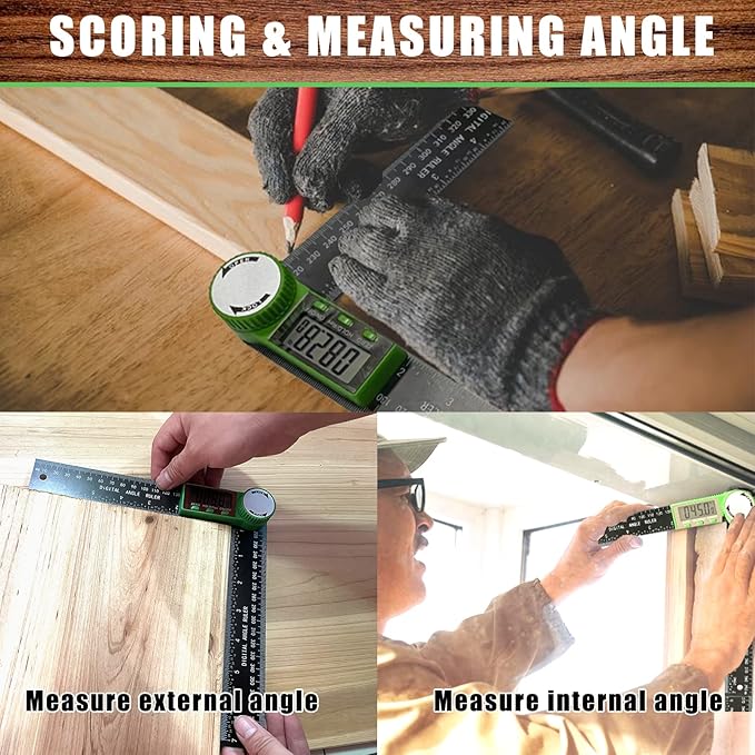 PDDYIER Digital Angle Finder Protractor, 2-in-1 Miter Saw, 7 Inch/200mm ABS Ruler, High Accuracy Measuring Tool for Woodworking, Metalworking, Carpenter, Construction