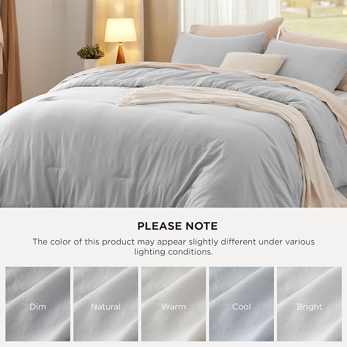 Bedsure Queen Comforter Set, Light Grey Soft Prewashed Bedding - Image 7