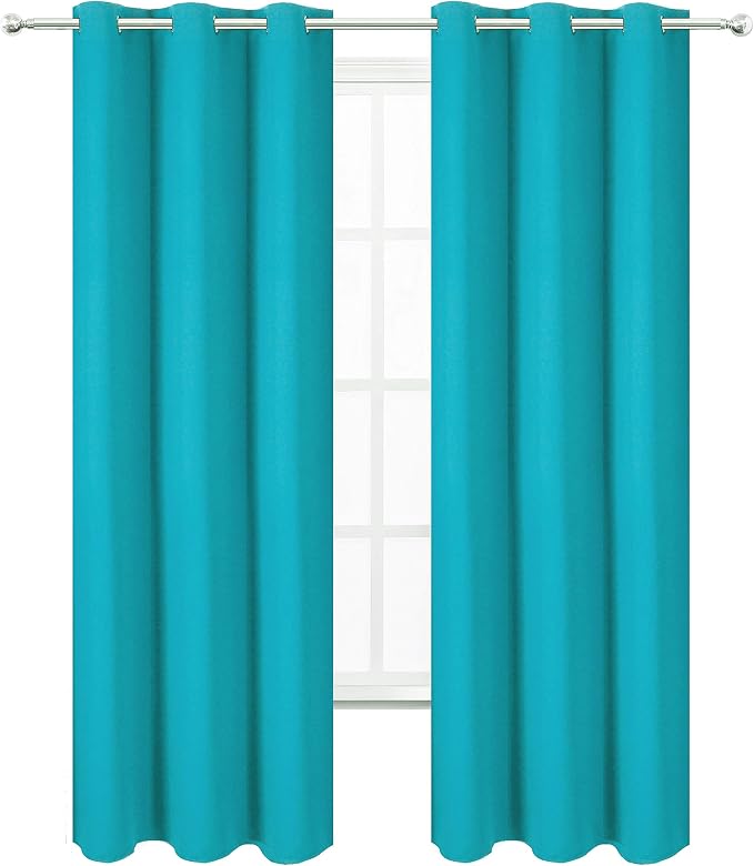 Teal Blackout Curtains/42 x 84 Inch/Set of 2 Panels Thermal Room Darkening - Image 2