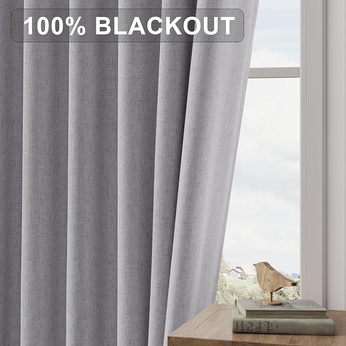 Joywell 100% Blackout Linen Curtains 80 Inches Long - Image 7