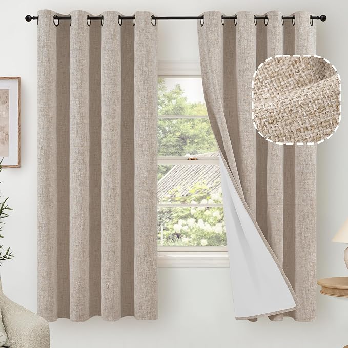 Linen Blackout Curtains 63 Inches Long by Lajode
