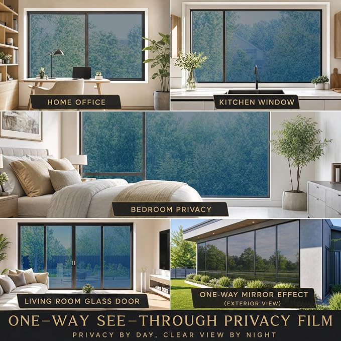 One Way Privacy Window Film Heat Control Mirror Tint 35.4Inx32.8Ft | Reflective - Image 6
