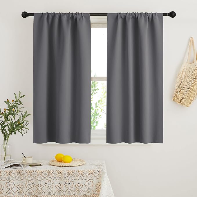 RYB HOME Blackout French Door Window Curtain Coverings, Rod Pocket | Thermal by RYBHOME