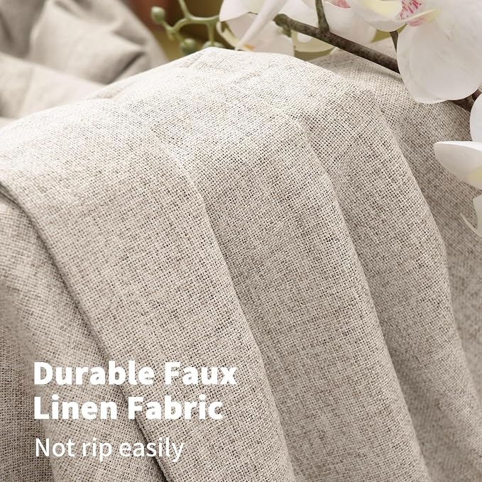 YoungsTex Oatmeal Linen Blackout Curtains - Image 5